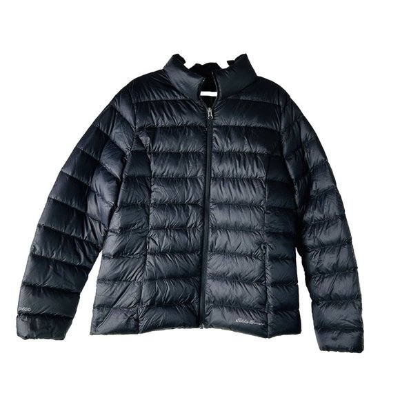New Eddie Bauer womens Large 650 Goose Down Fill Cirruslite Jacket Black - Picture 1 of 7